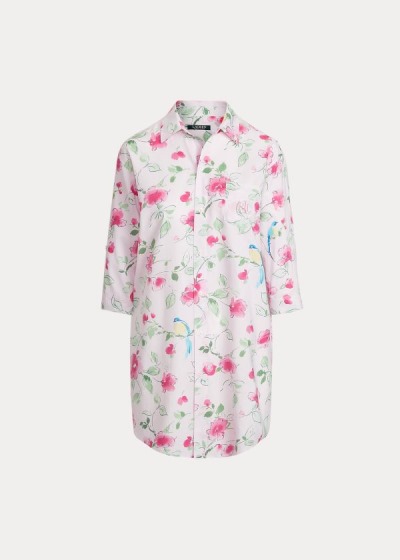 Camisa De Dormir Ralph Lauren Mujer Blancos / Rosas Multicolor - Floral Cotton - VOMAK2647